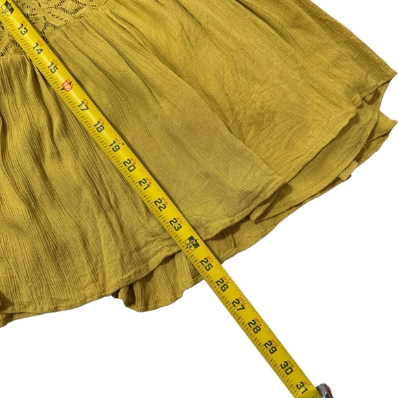 Free People Angela Yellow Boho Jumpsuit with Bell and Lace Detail Size Medium - Picture 7 of 13